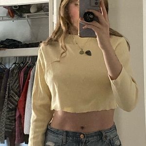 Yellow cropped turtle neck